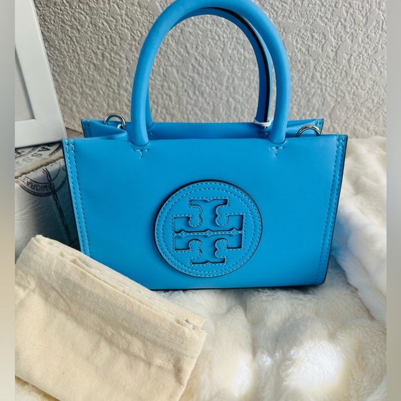 NWT Tory Burch Ella Bio Mini Tote Crossbody - Blue Azure - Sold Out Color! - Picture 10 of 12